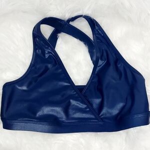 Pearlized Ride It Bra Nocturnal Navy Blue Scalloped Workout Small